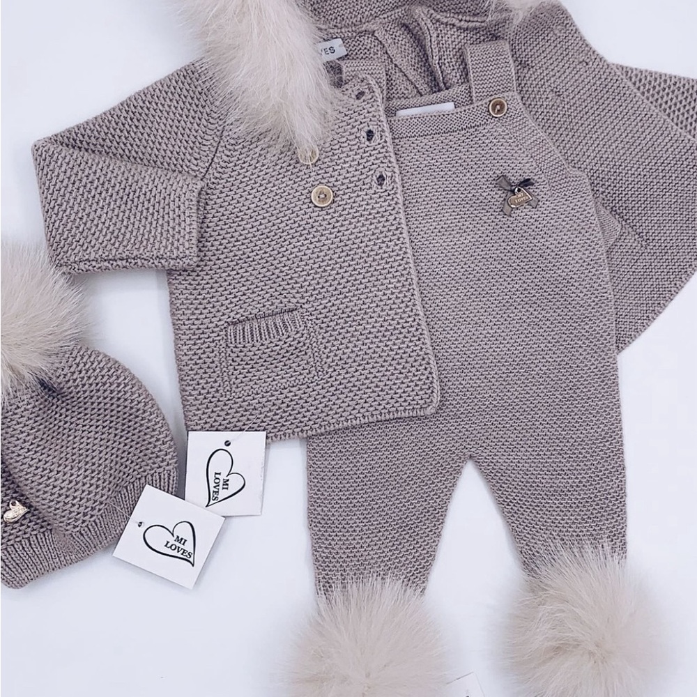 Mi Loves cappuccino knit fur set 12 months